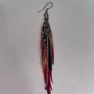 Elegant Feather Dangle Earring - Red and Black (single)